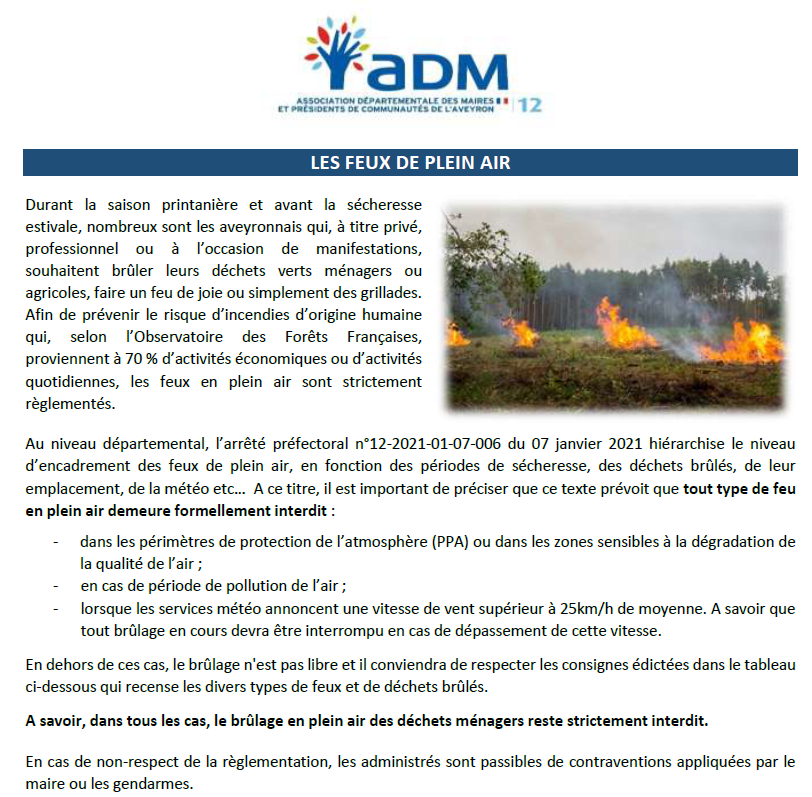 Lire la suite à propos de l’article REGLEMENTATION FEUX DE PLEIN AIR