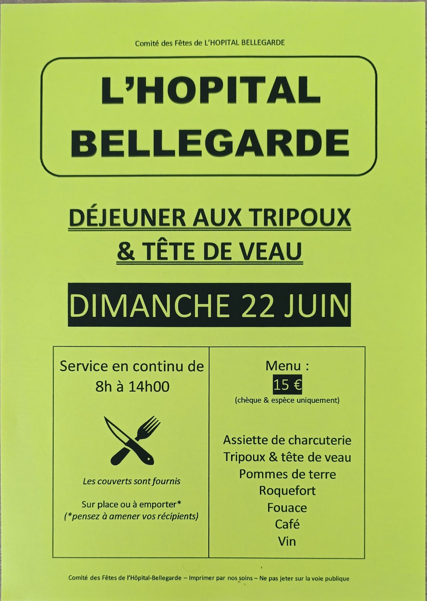 Lire la suite à propos de l’article Repas Hôpital Bellegarde