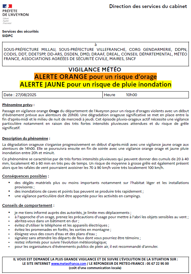 Lire la suite à propos de l’article ALERTE METEO